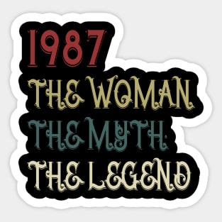 Vintage Retro 33rd Birthday Gift Womens 1987 Legend Sticker